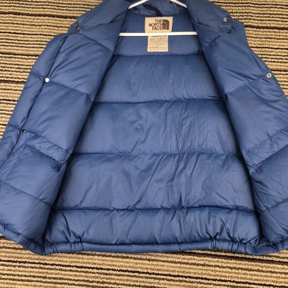 THE NORTH FACE Blue Goose‎ Down Puffer Mens Large Full Button Vest VTG 70s RARE